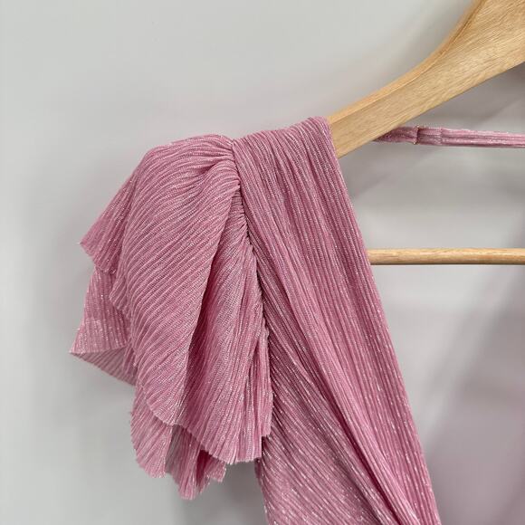 Sabina Musayev NWT Shaylee Flutter Sleeve Low Back Dress in Lavender Plissé // M - Picture 8 of 16